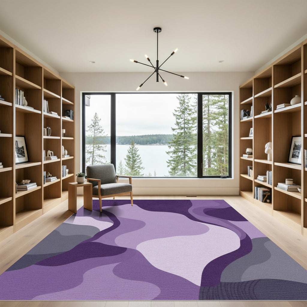 Amethyst Abstract Organic Waves Rug