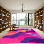 Vibrant Magenta Purple Abstract Swirl Rug
