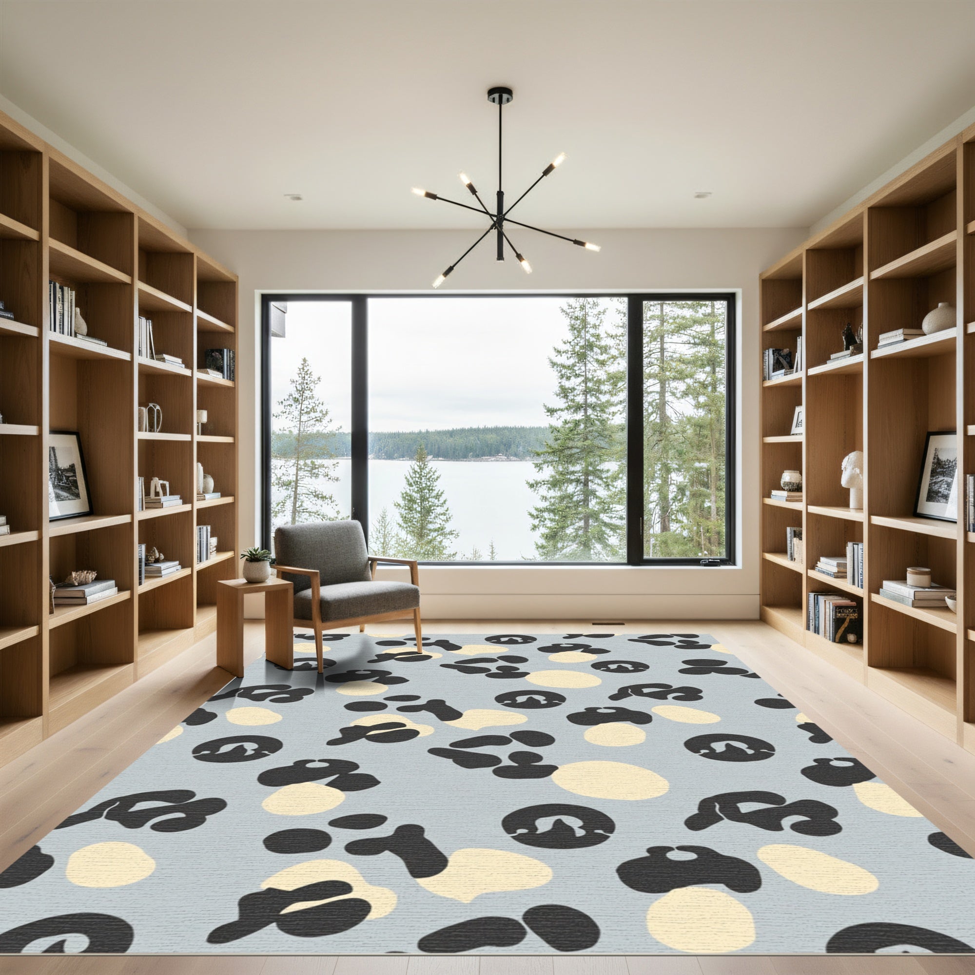 Grey Cream Abstract Spot Rug