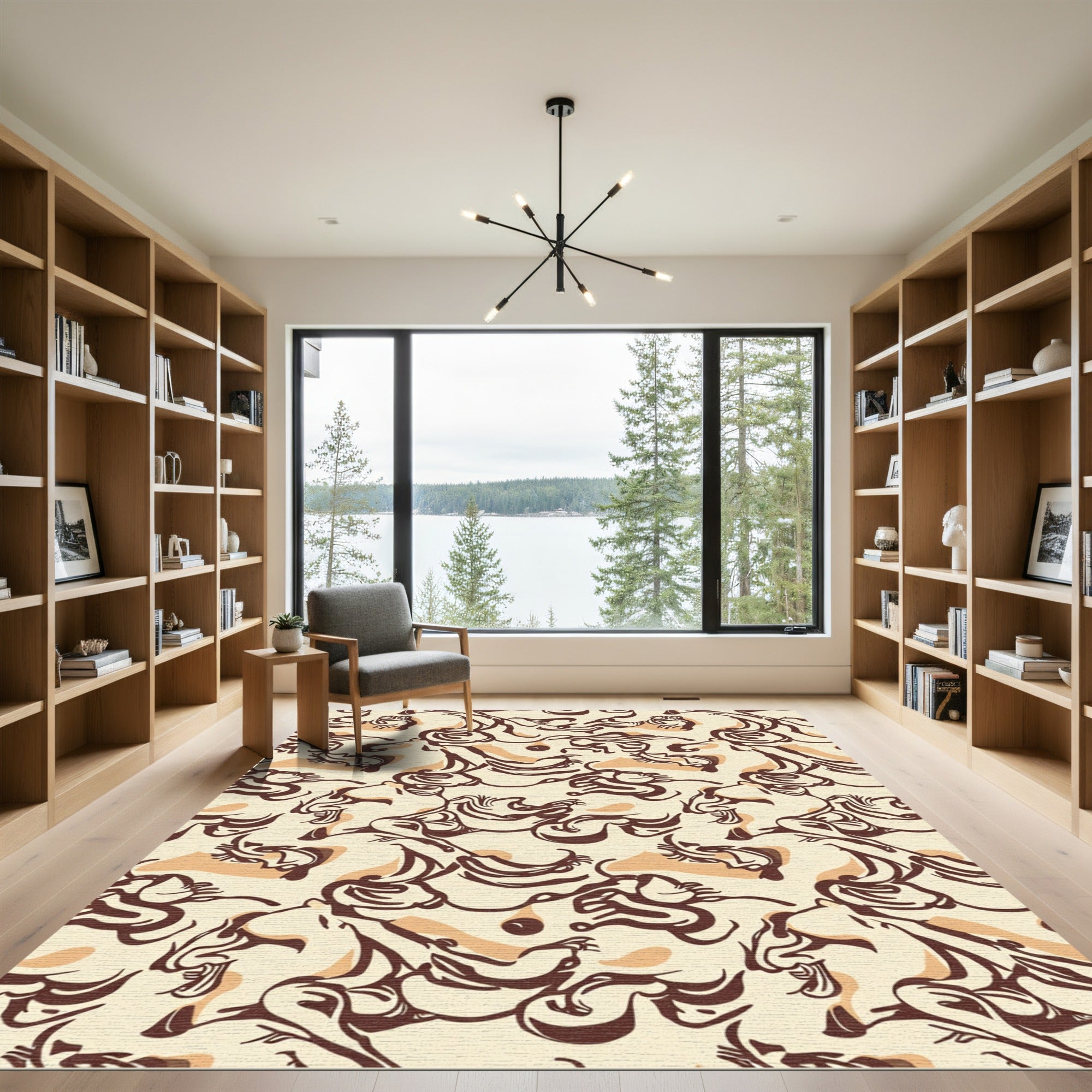 Brave Horse Abstract Line Art Rug
