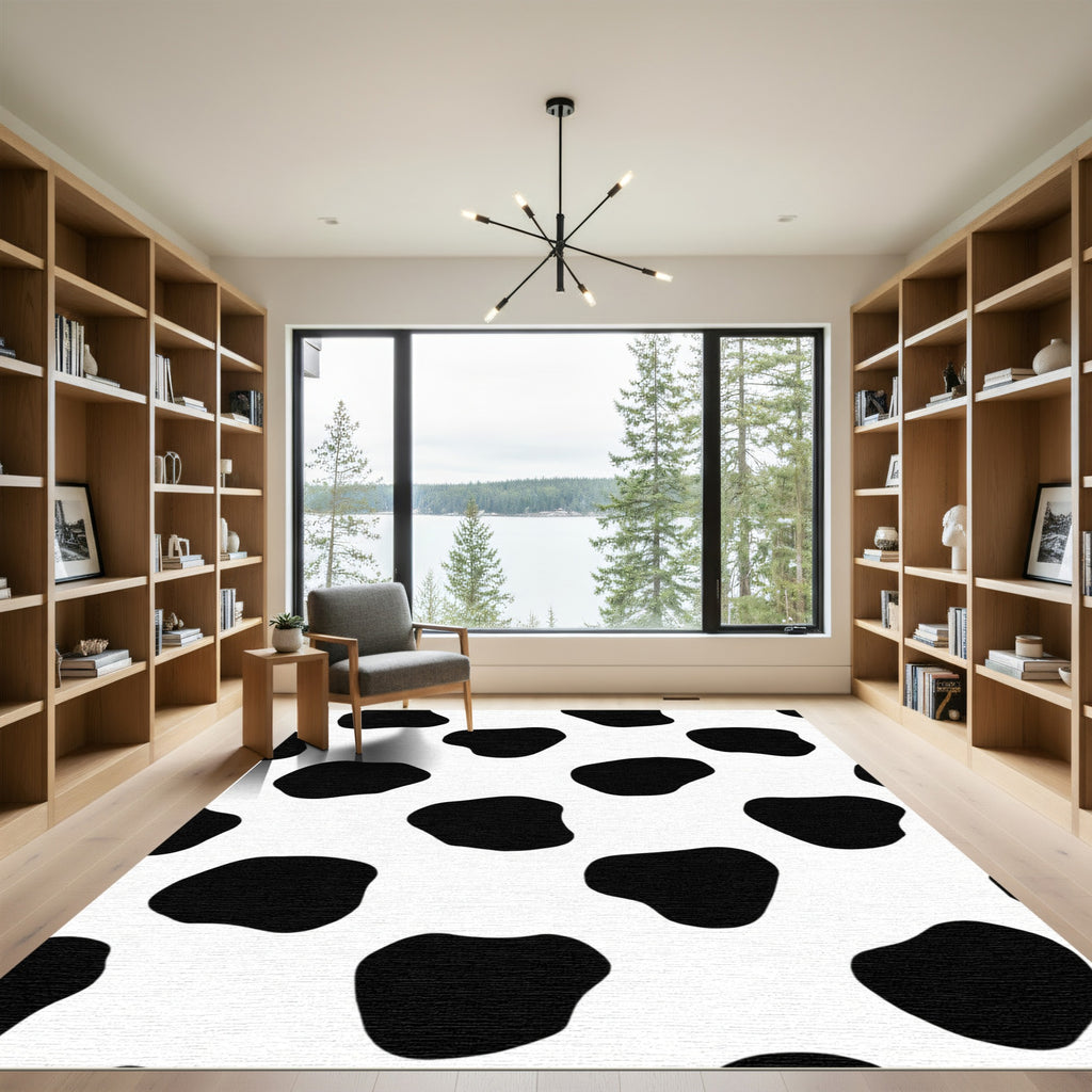 Black White Spotty Blob Rug