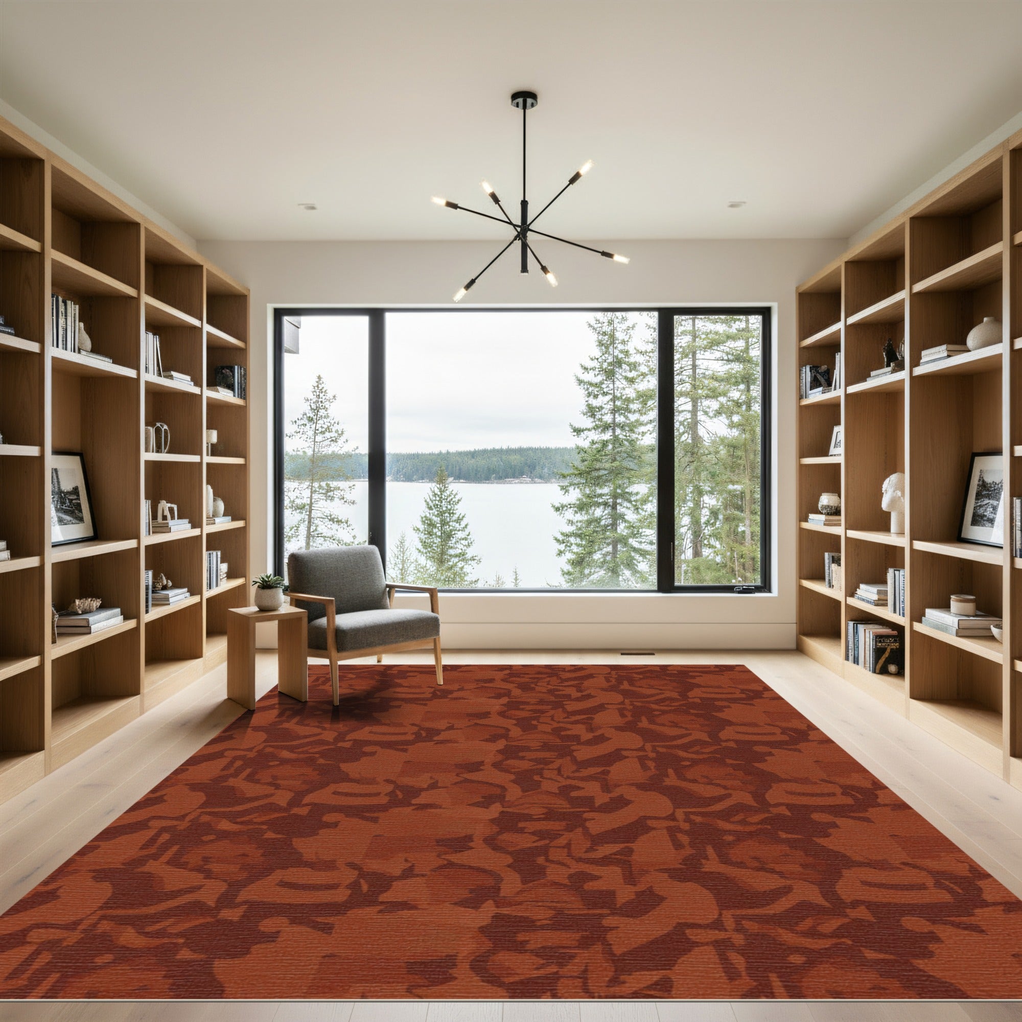 Rich Terracotta Abstract Overlapping Forms Rug
