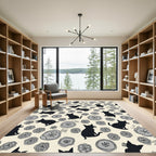 Whimsical Black Cats Floral Collage Rug