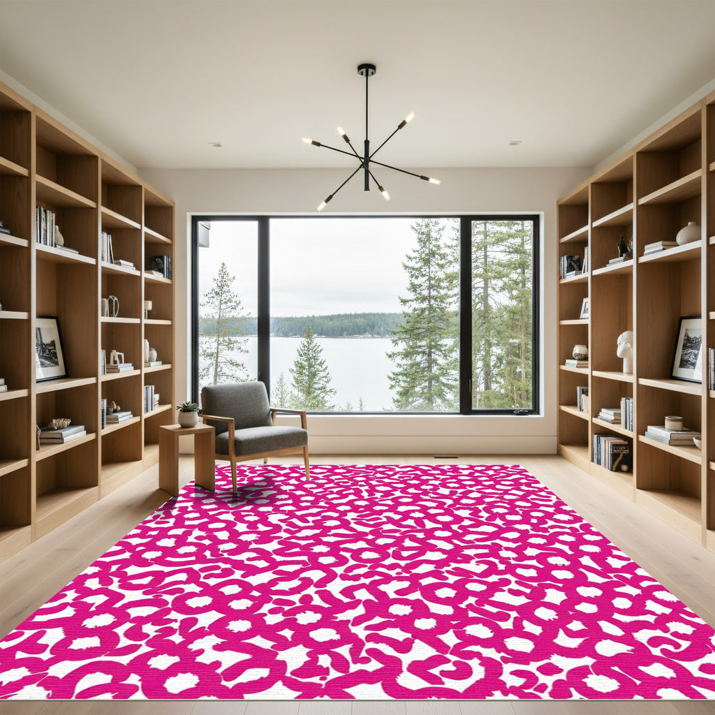 Vibrant Pink Abstract Bloom Arrangement Rug
