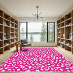 Vibrant Pink Abstract Bloom Arrangement Rug