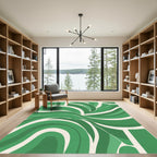 Emerald Green Abstract Swirl Rug