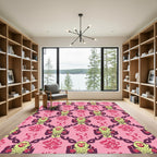 Pink Lilac Floral Medallion Lattice Rug