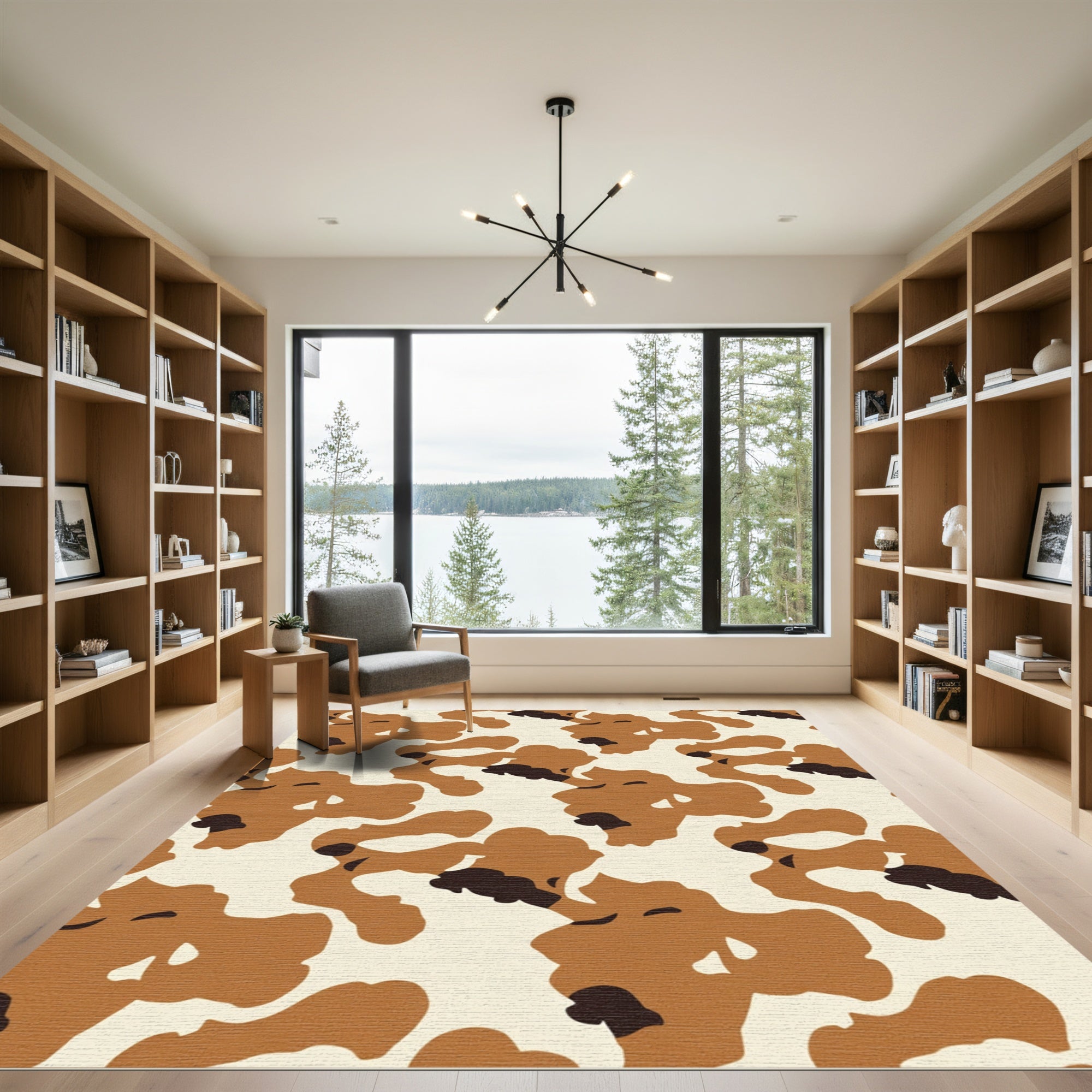 Brown White Blotchy Organic Rug