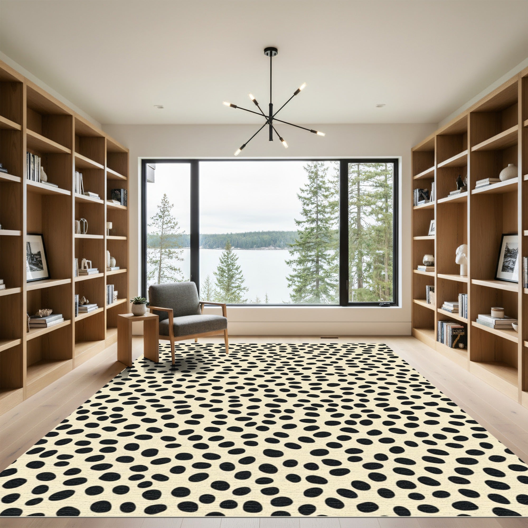 Cream Black Spots Scatter Rug