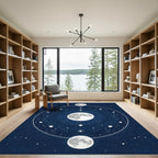 Deep Blue Lunar Phases Night Sky Rug