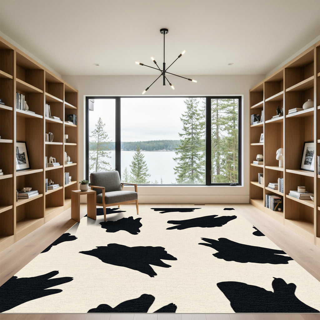 Black Cream Abstract Splotch Rug