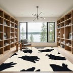 Black Cream Abstract Splotch Rug