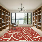 Crimson Abstract Swirl Organic Rug