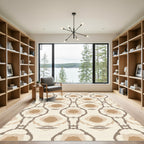 Neutral Taupe Abstract Geometric Ovals Rug