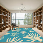 Oceanic Teal Fan Coral Rug