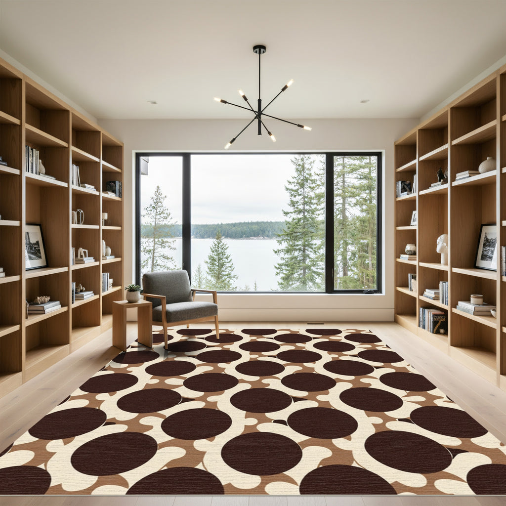Dark Brown Cream Polka Dot Flow Rug