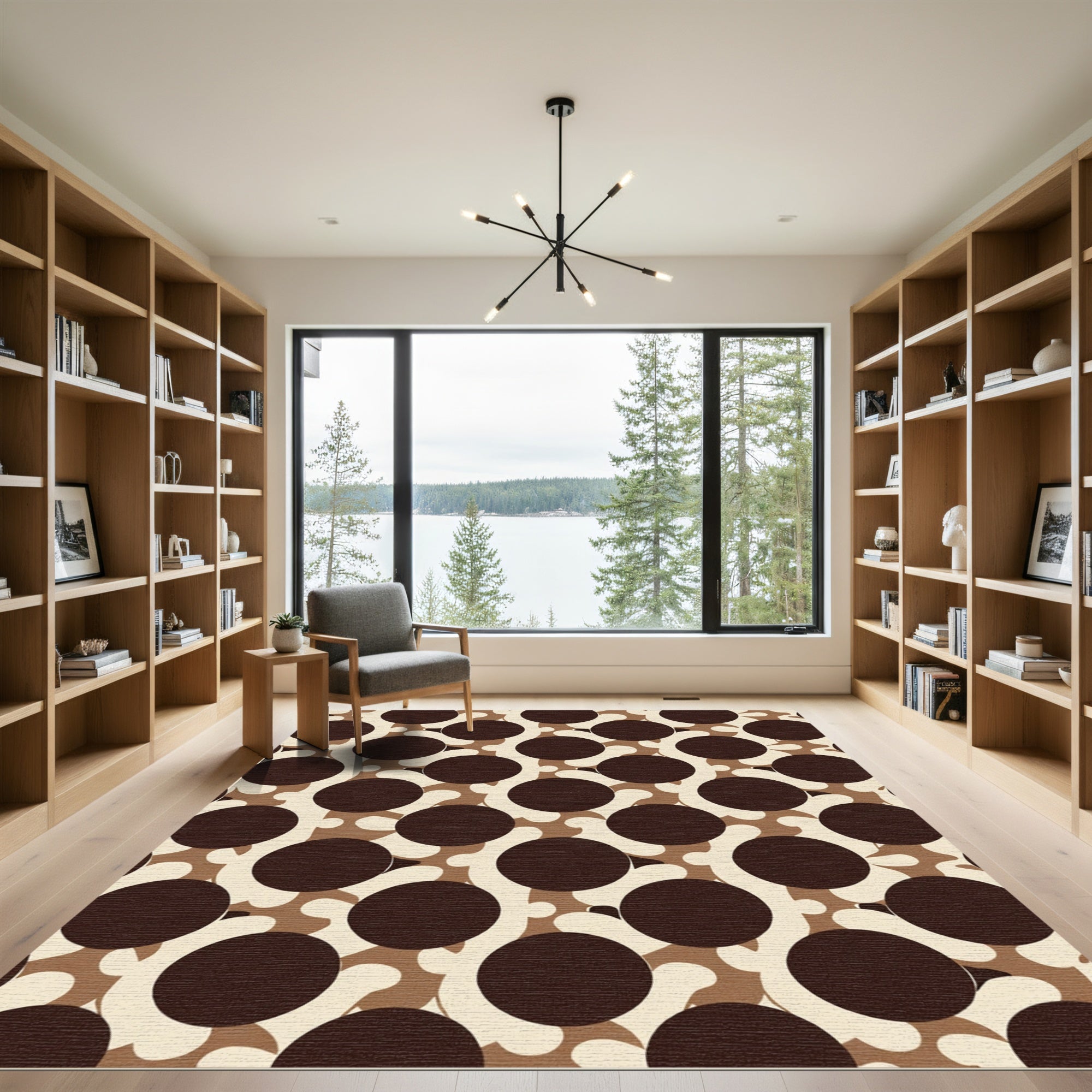 Dark Brown Cream Polka Dot Flow Rug