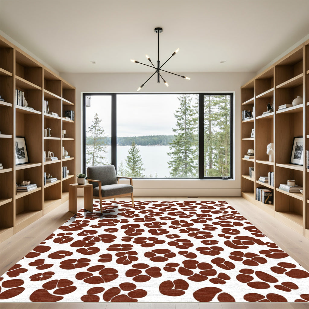 Brown Abstract Clover Cluster Rug