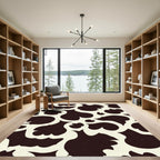 Dark Brown Spots Cream Abstract Rug