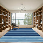 Deep Blue Horizontal Stripes Rug