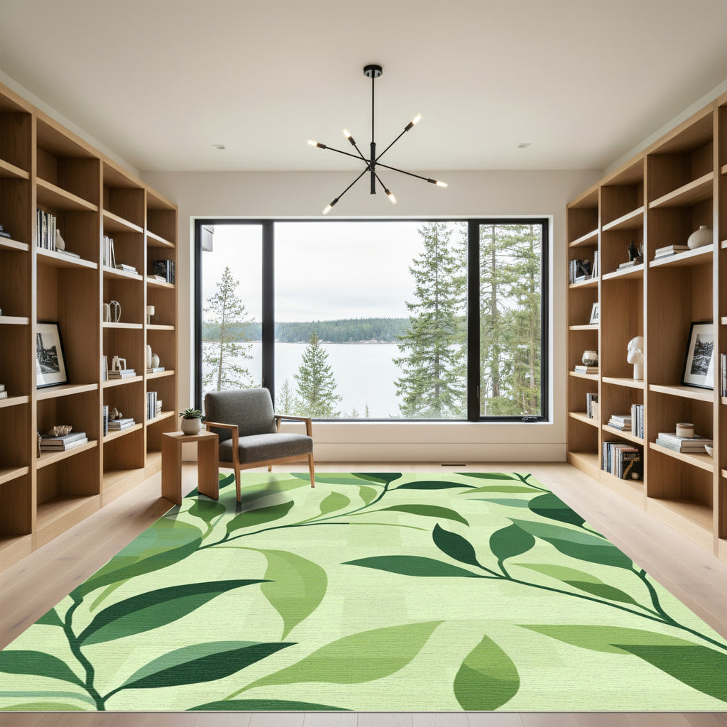 Shaded Green Leafy Branches Rug