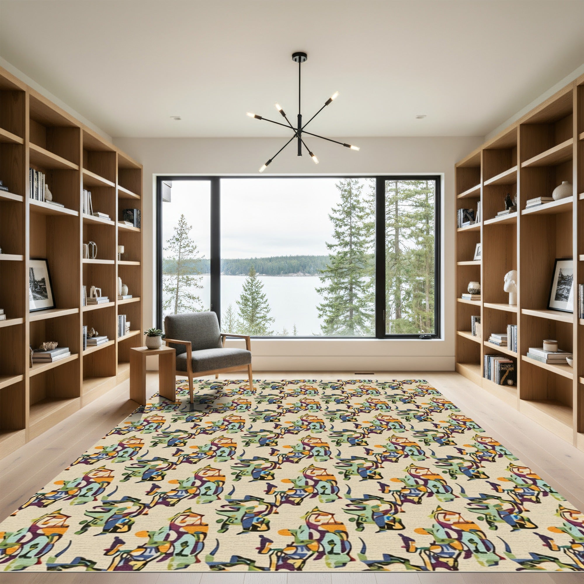 Abstract Multicolor Mid Century Figurative Rug