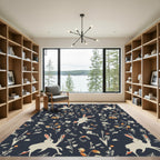 Whimsical Cream Rabbits Garden Whimsy Rug