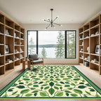 Green Leafy Vines Mandala Rug