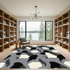 Monochromatic Abstract Ink Blot Rug