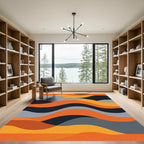Warm Orange Wave Landscape Rug