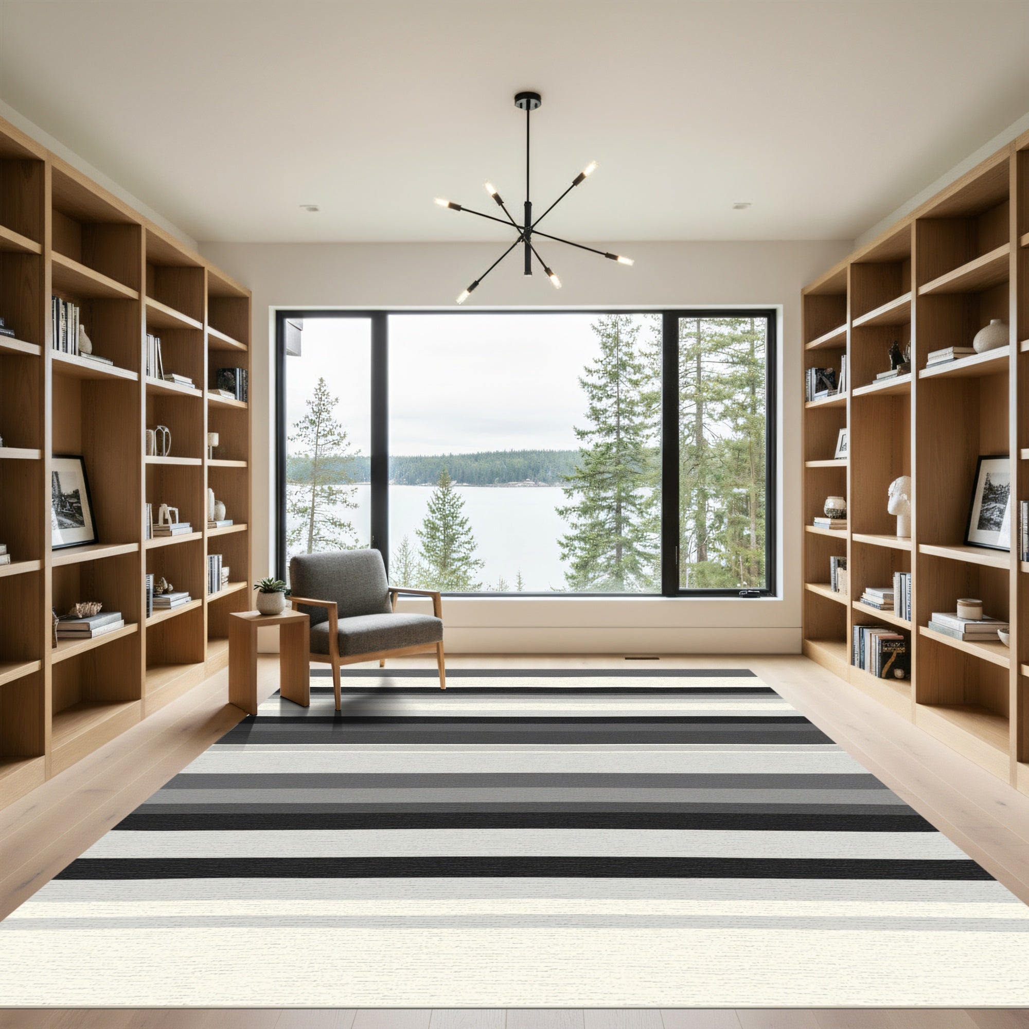 Monochromatic Tonal Horizontal Stripe Rug