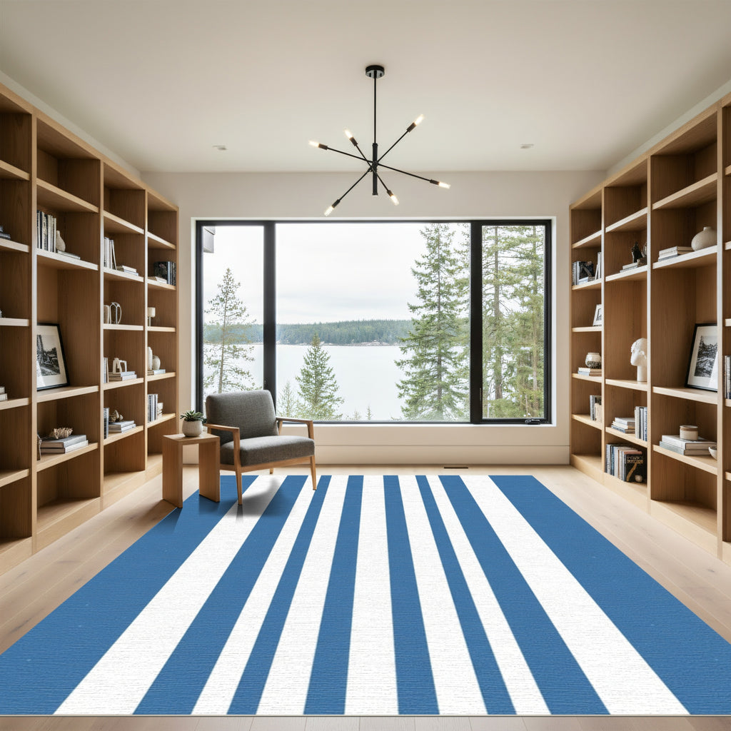 Classic Blue and White Stripe Rug