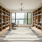 Striped Neutral Horizon Abstract Rug