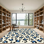 Chic Blue Leopard Spots Ragdoll Rug