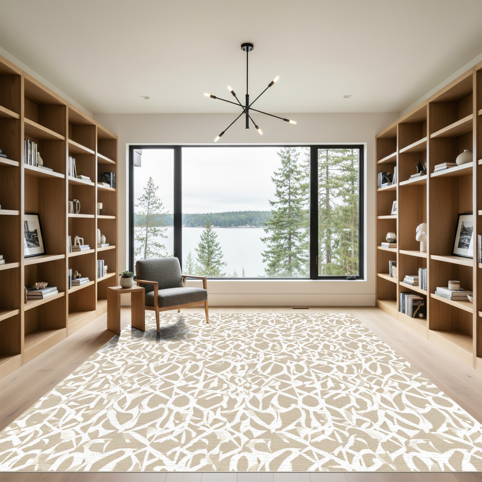 Earthy Tone Abstract Linear Texture Rug