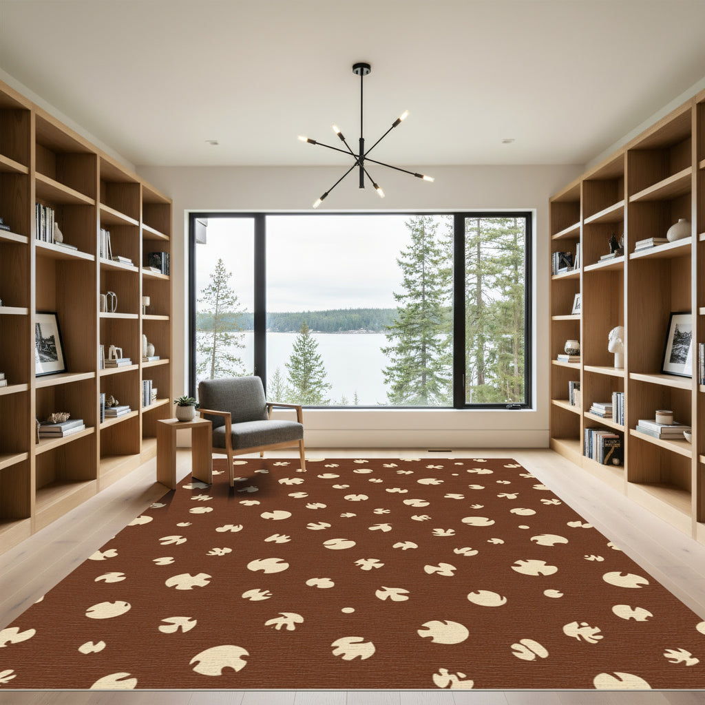 Brown Tan Scattered Abstract Spots Rug