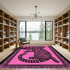 Bold Pink Tiger Art Rug