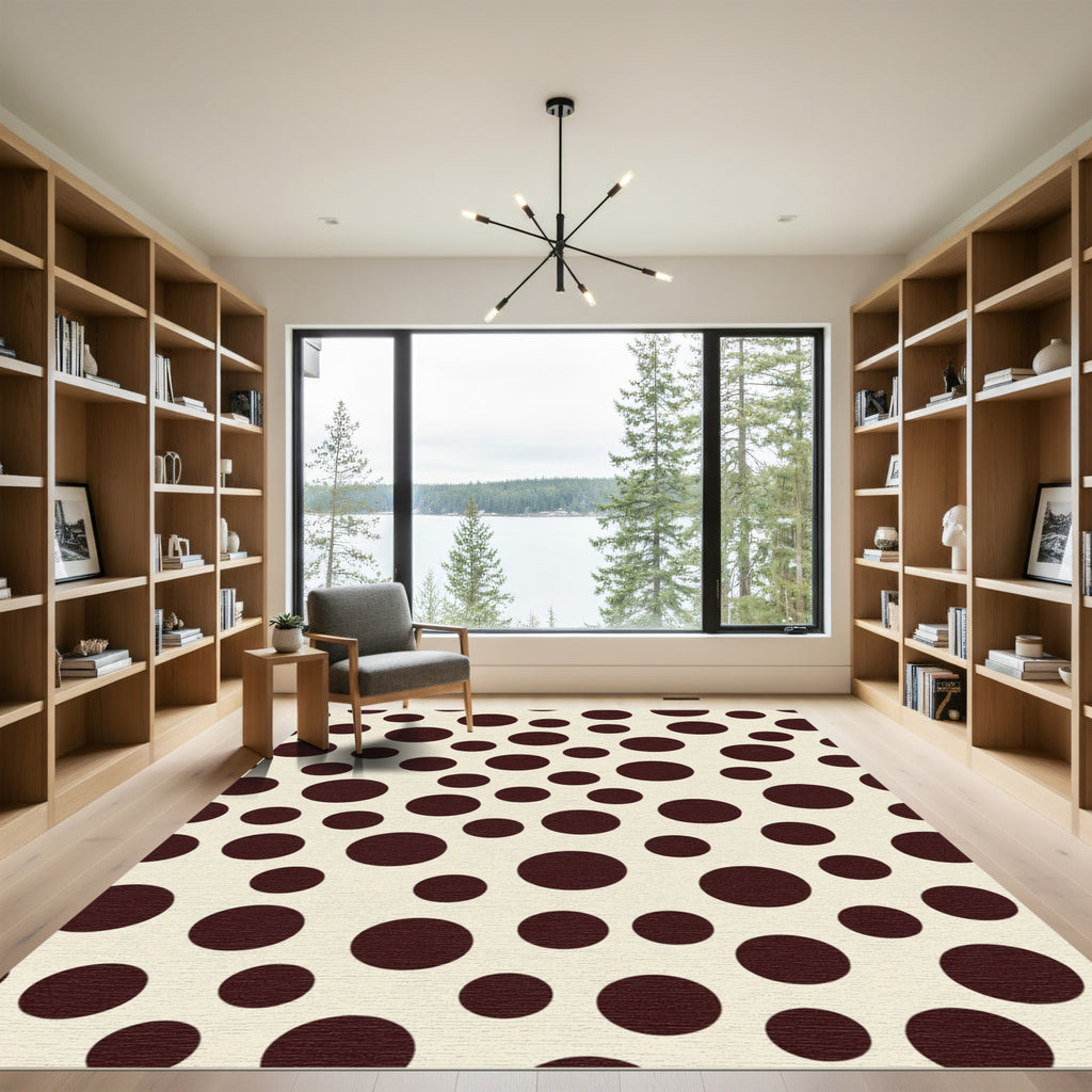 Deep Crimson Polka Dot Scatter Rug