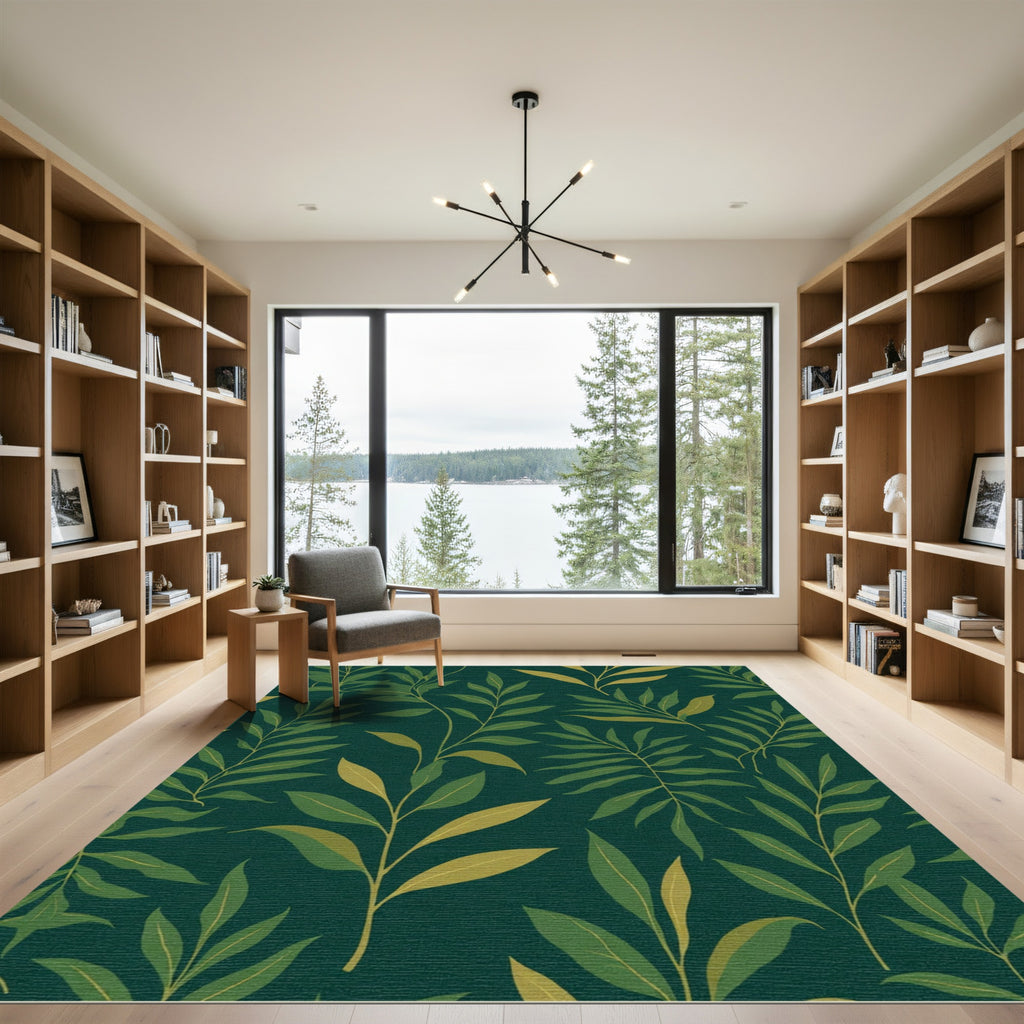 Deep Emerald Forest Foliage Rug