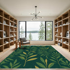 Deep Emerald Forest Foliage Rug