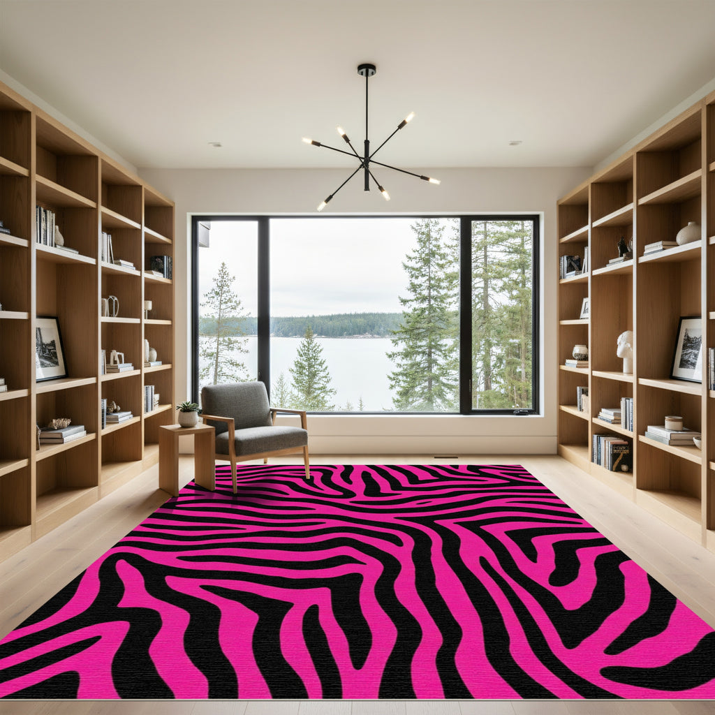 Bold Pink Zebra Stripes Rug
