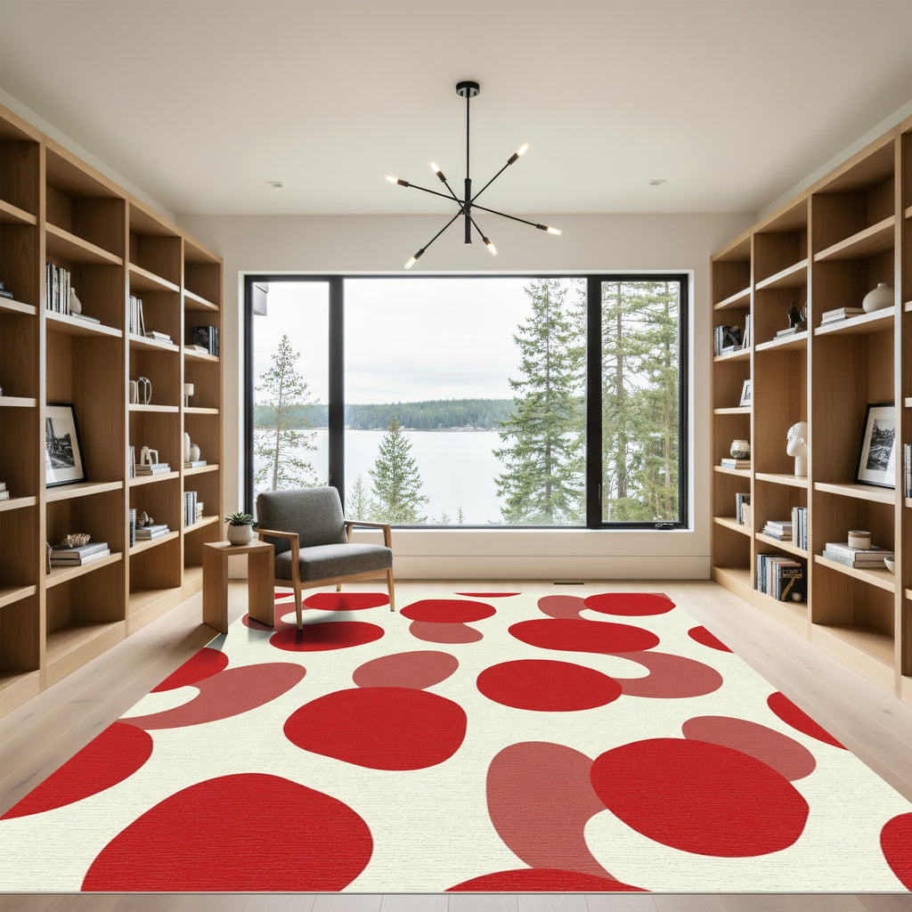 Red Oval Blob Collage Rug