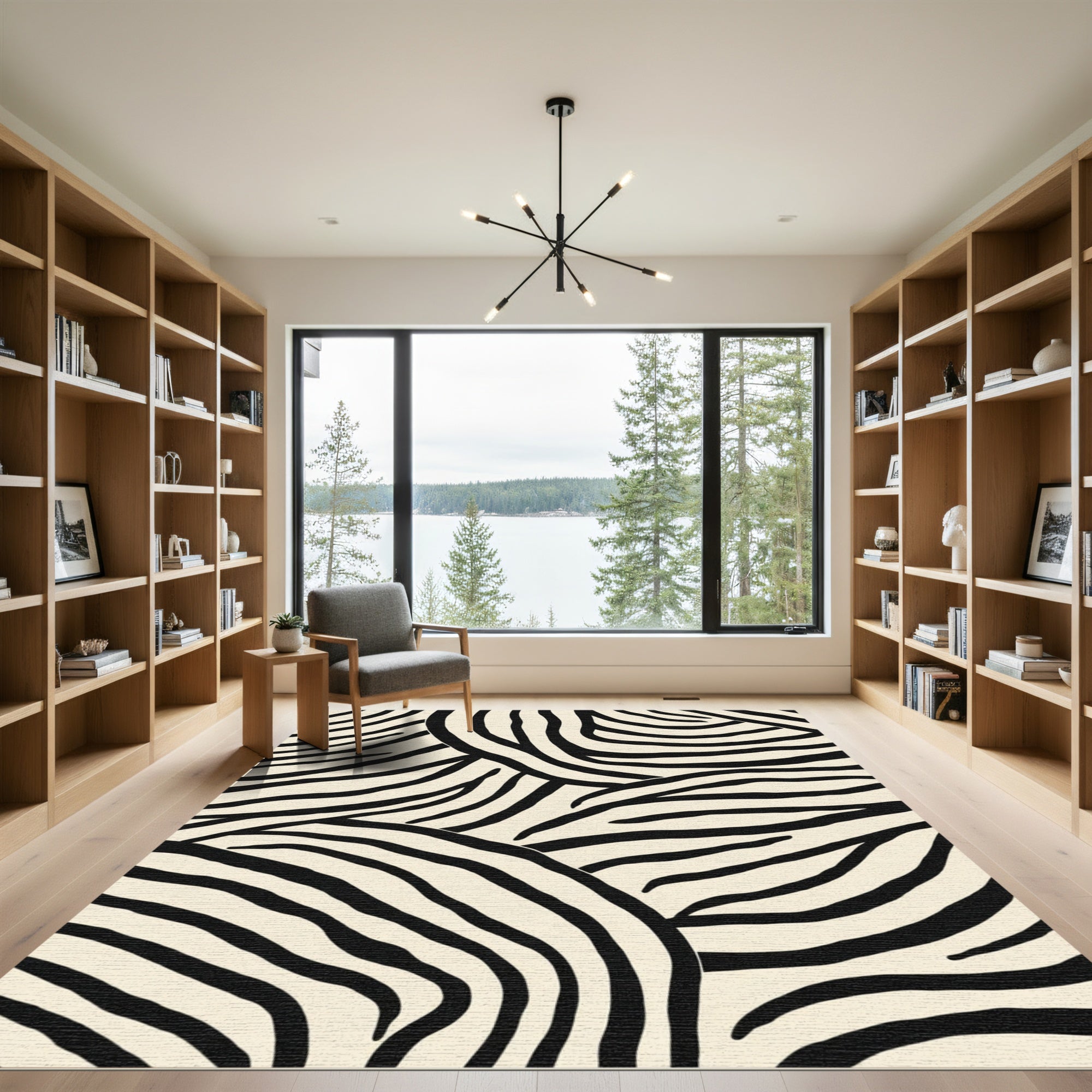Bold Black Cream Zebra Stripe Rug