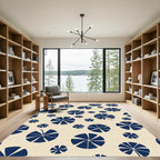 Navy Blue Petal Scatter Rug