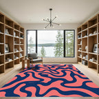 Coral Navy Flowing Organic Abstract Rug