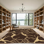 Brown And Gold Abstract Vine Art Rug