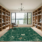 Emerald Garden Butterfly Floral Rug