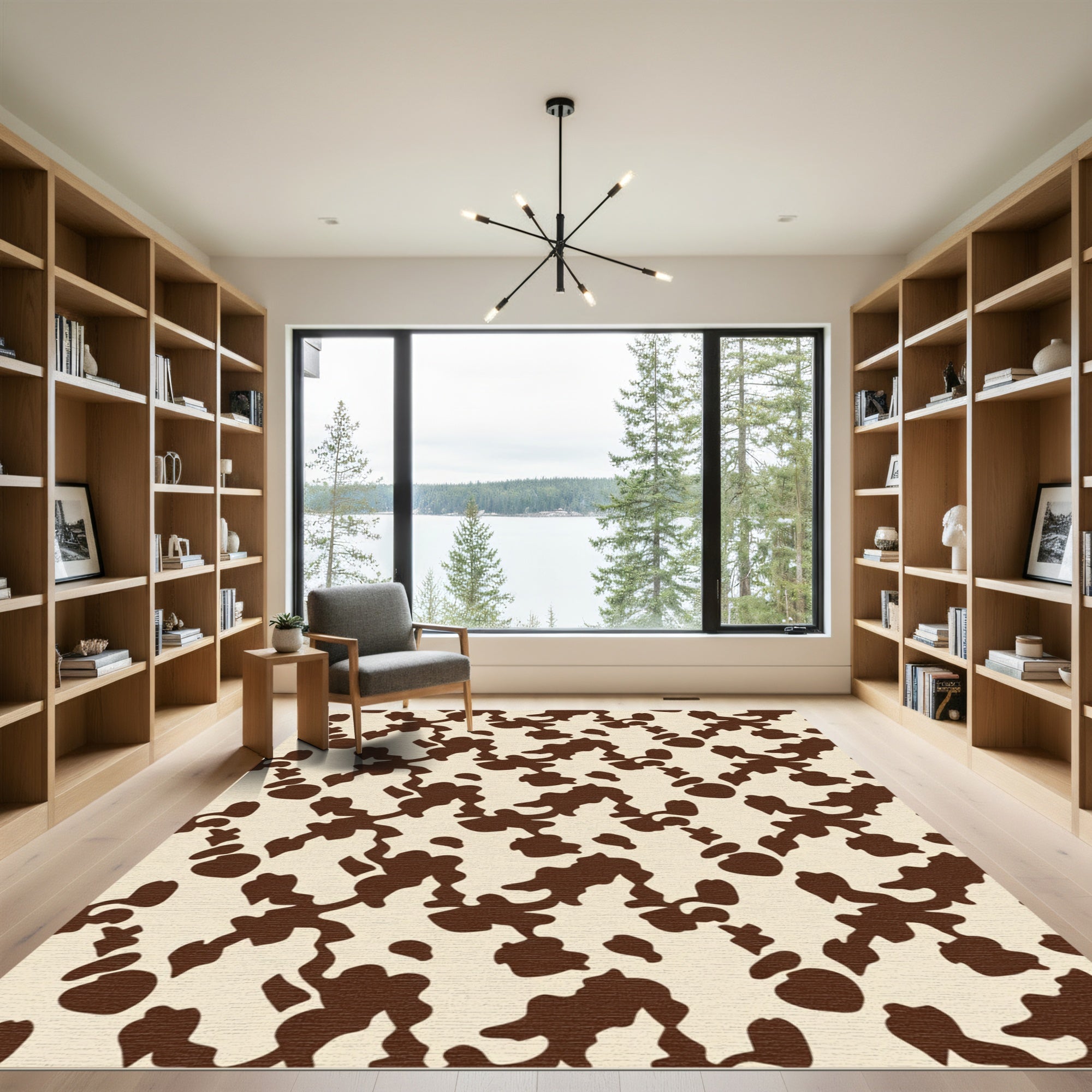 Brown White Organic Spots Rug