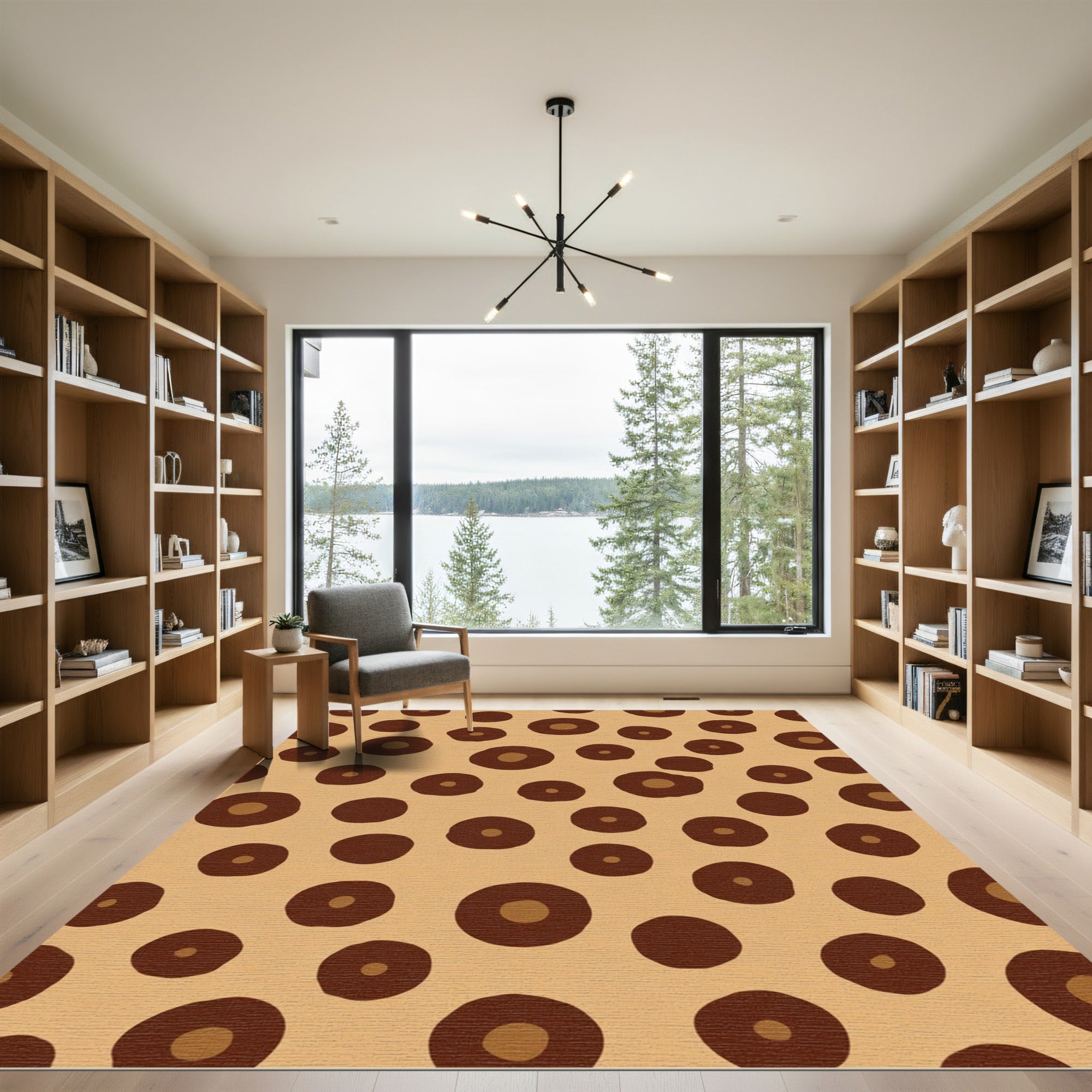 Brown Polka Dot Contemporary Rug