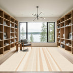 Cream And Beige Varied Stripe Rug